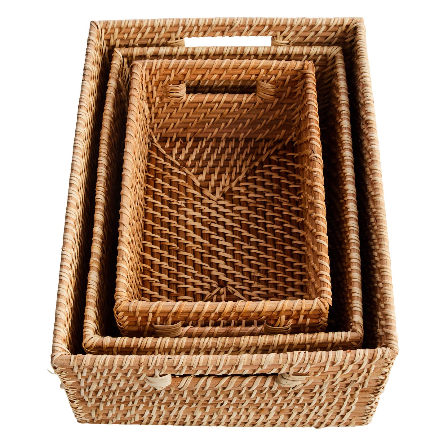 Rattan Rectangle Storage Basket - Natural, 13.2x9.4x5.3"