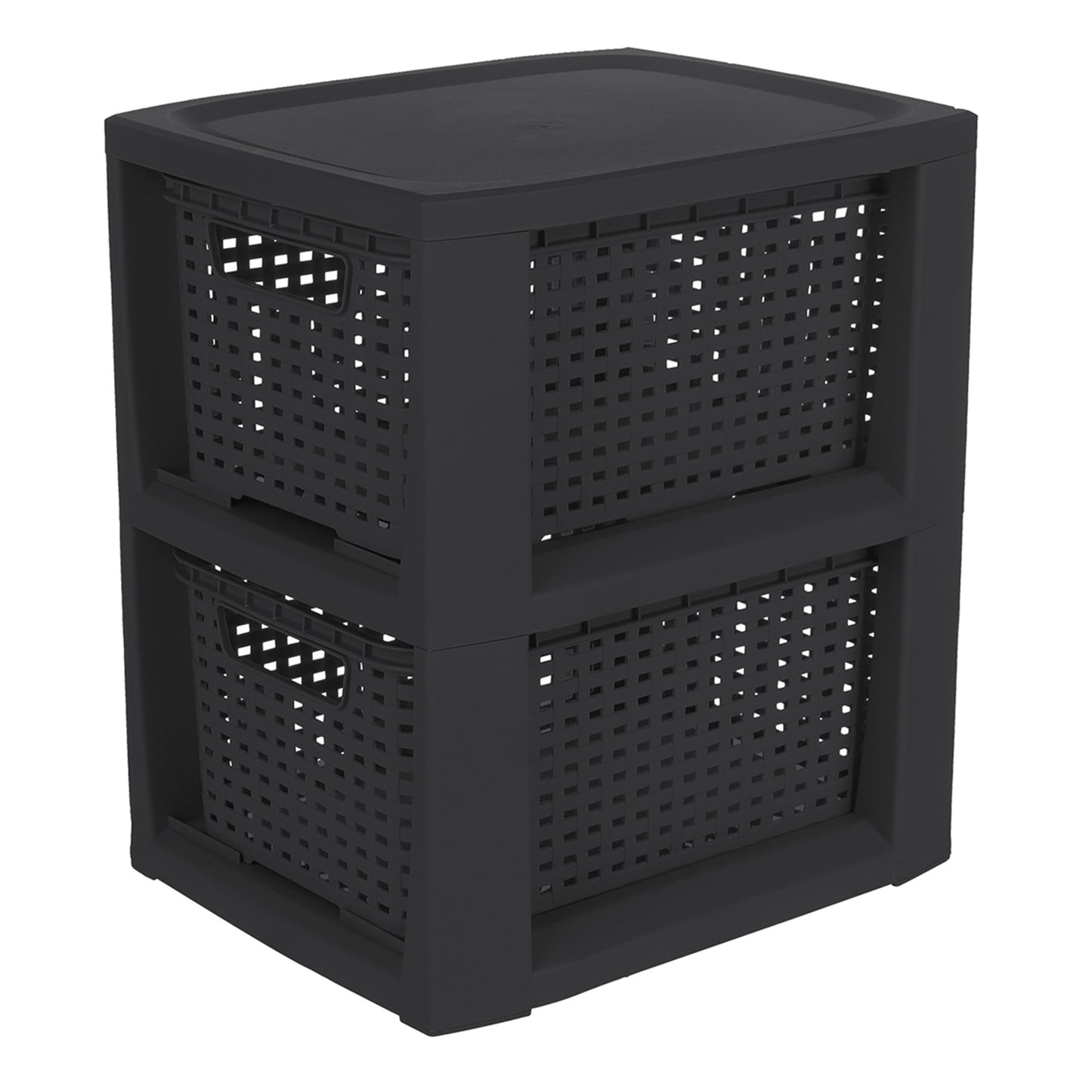 Plastic Rectangle Storage Basket - Black, 9.4x11.4x13.0"