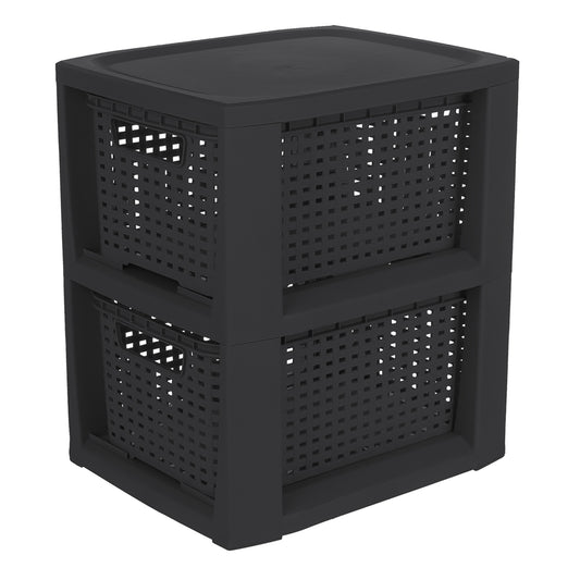 Plastic Rectangle Storage Basket - Black, 9.4x11.4x13.0"