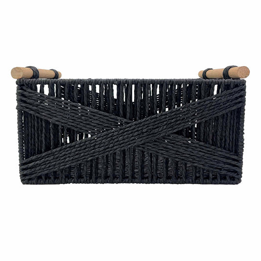 Paper Rectangle Storage Basket - Black, 12.9x9.1x6.7"