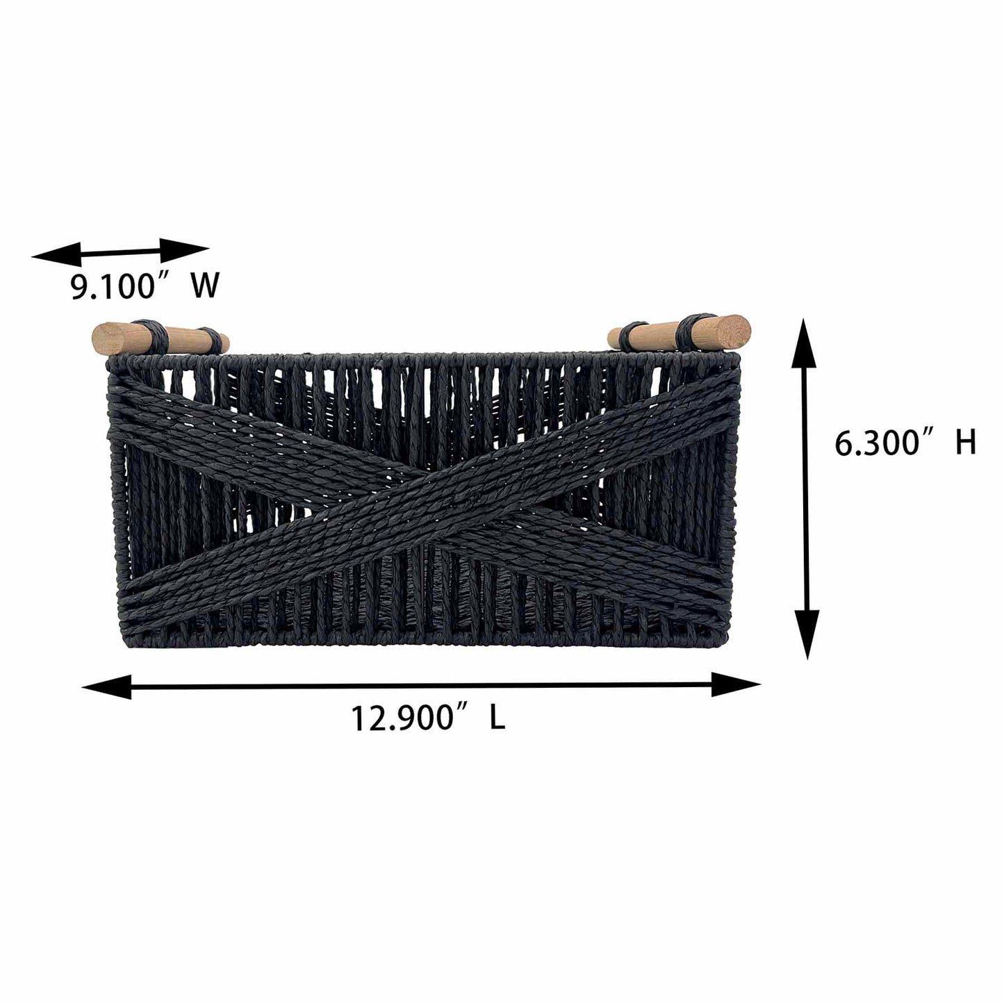 Paper Rectangle Storage Basket - Black, 12.9x9.1x6.7"