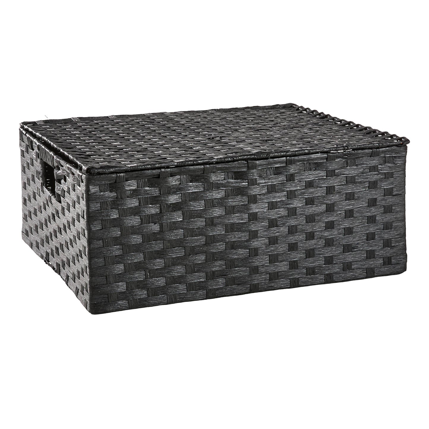 Paper Rectangle Storage Basket - Black, 17.0x15.0x7.0"