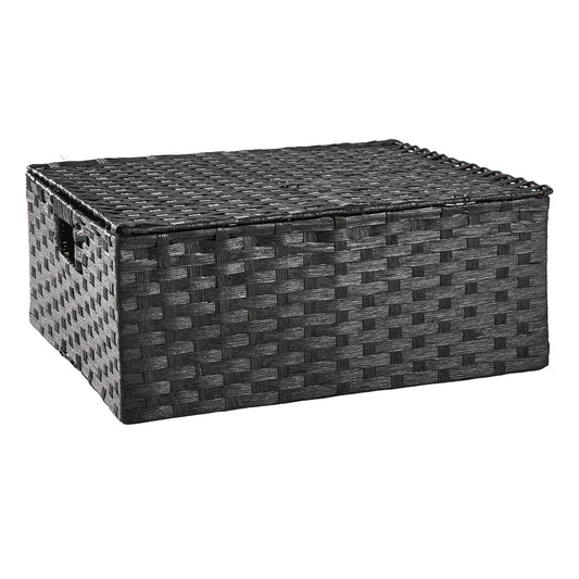 Paper Rectangle Storage Basket - Black, 17.0x15.0x7.0"
