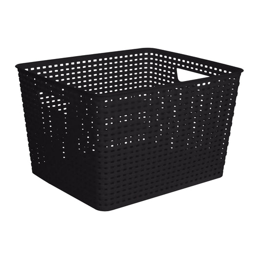 Plastic Rectangle Storage Basket - Black, 13.8x11.4x8.7"