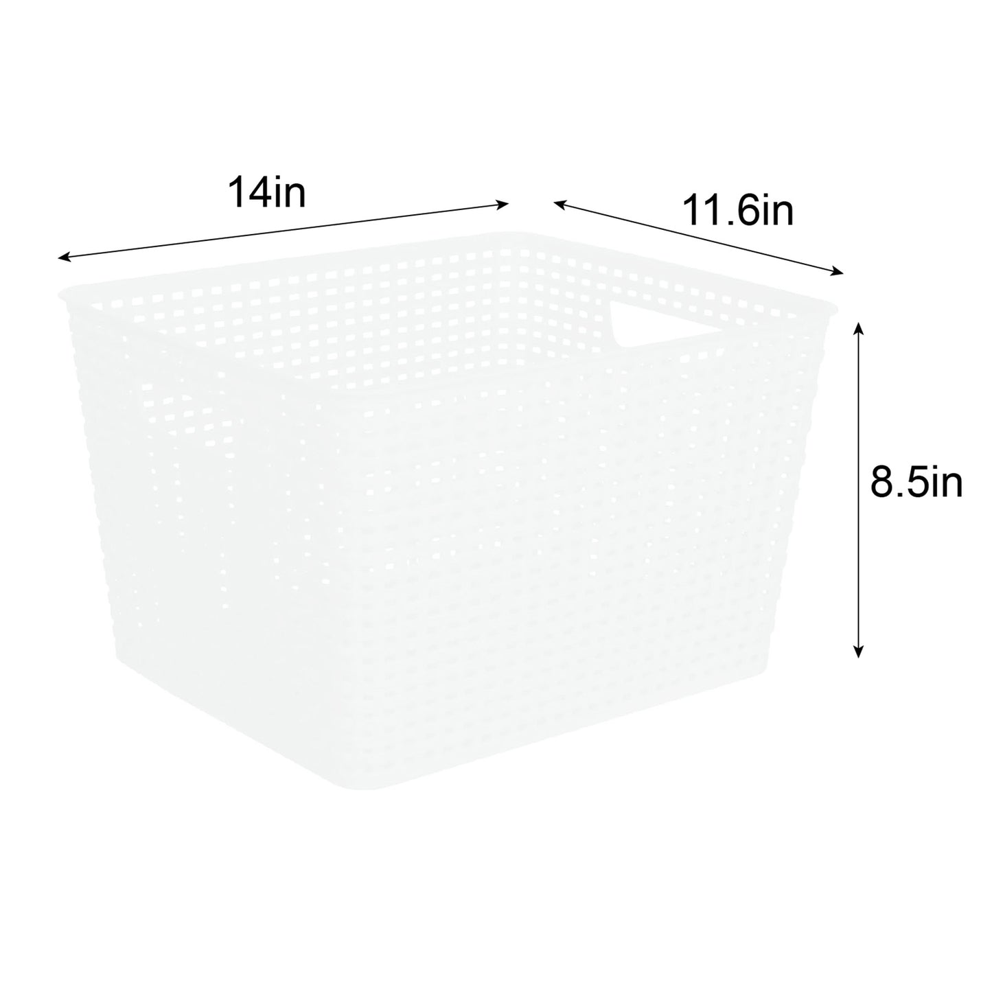 Plastic Rectangle Storage Basket - White, 13.8x11.4x8.7"