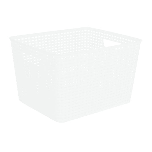 Plastic Rectangle Storage Basket - White, 13.8x11.4x8.7"