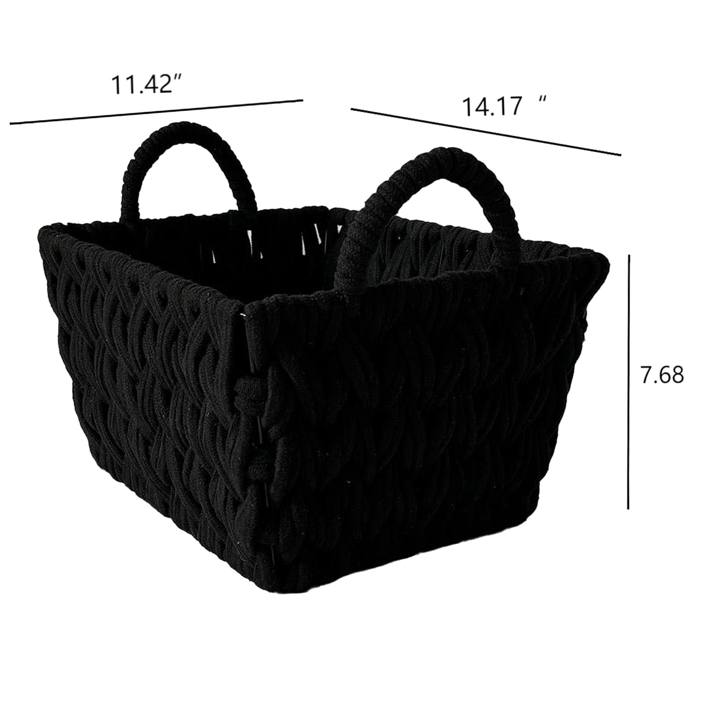 Fabric Rectangle Storage Basket - Black, 14.2x11.4x8.2"