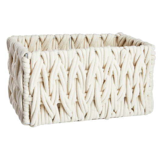 Cotton Rectangle Storage Basket - White, 13.0x8.0x7.0"