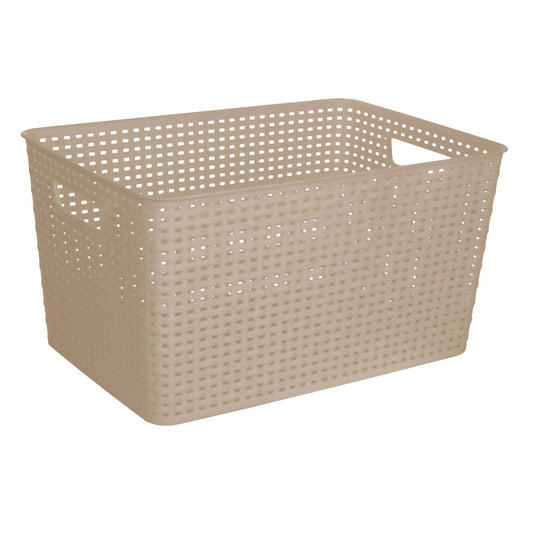 Plastic Rectangle Storage Basket - Brown, 16.7x11.6x8.9"