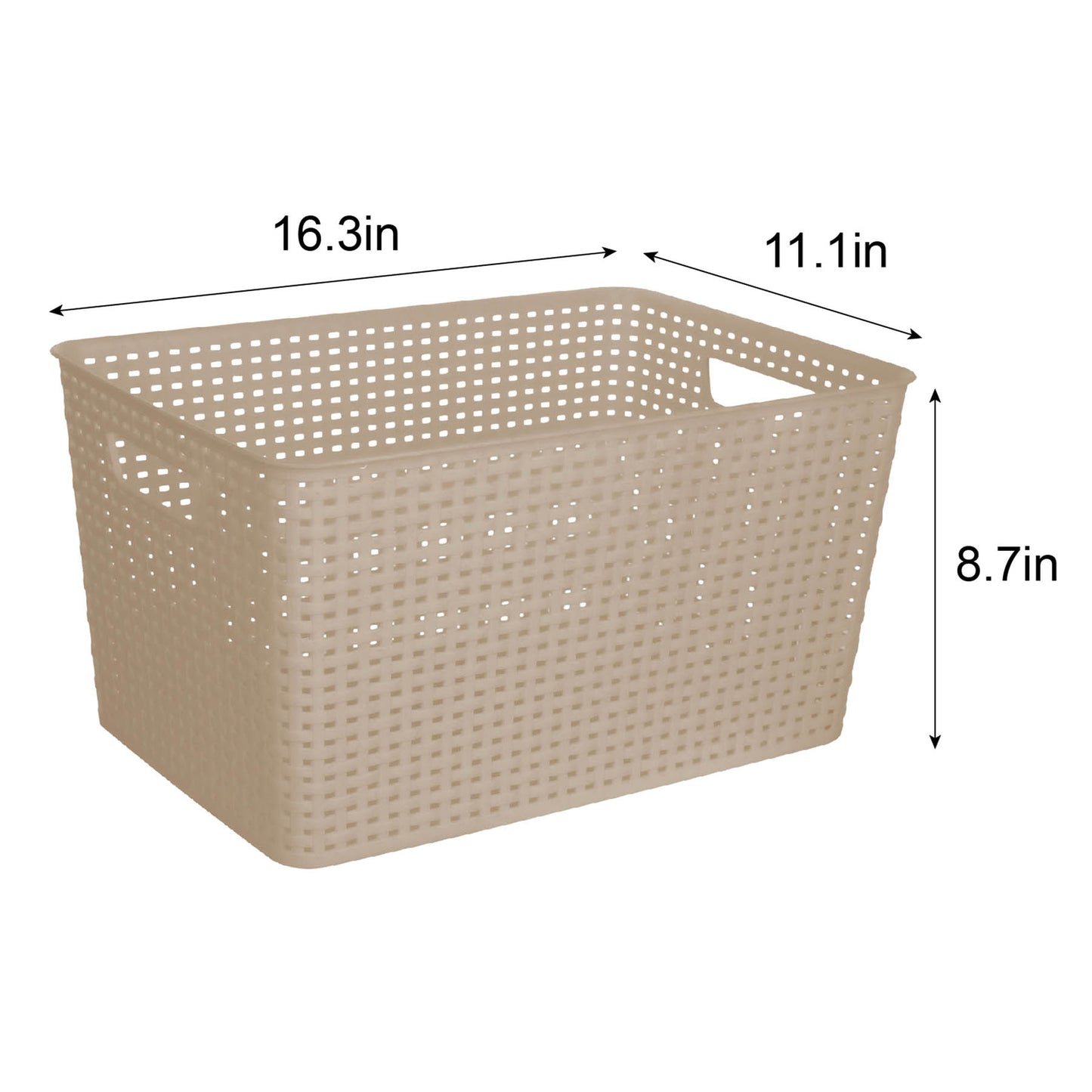 Plastic Rectangle Storage Basket - Brown, 16.7x11.6x8.9"