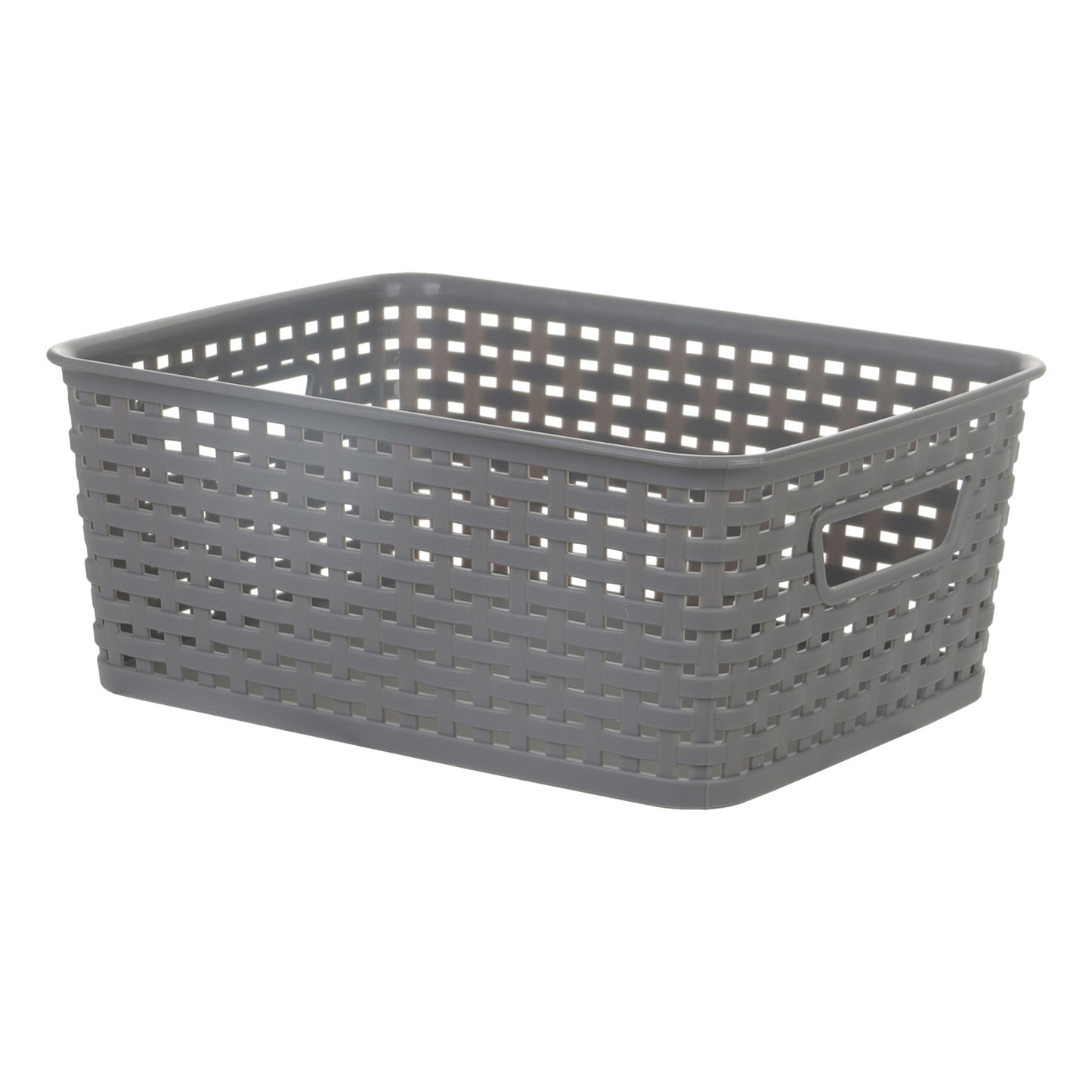 Plastic Rectangle Storage Basket - Grey, 10.0x8.0x4.0"