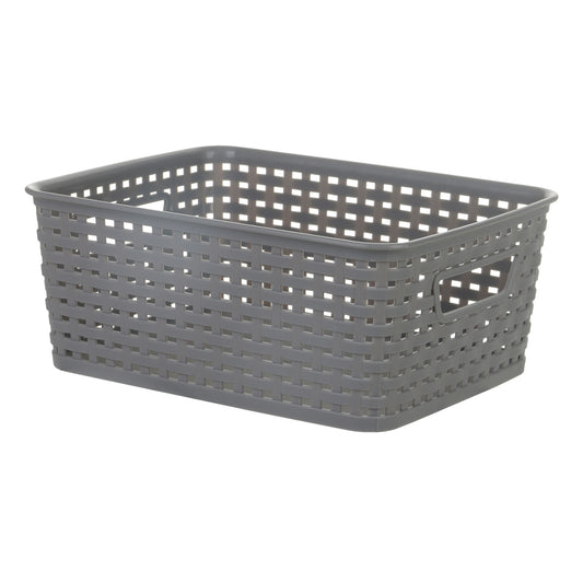 Plastic Rectangle Storage Basket - Grey, 10.0x8.0x4.0"