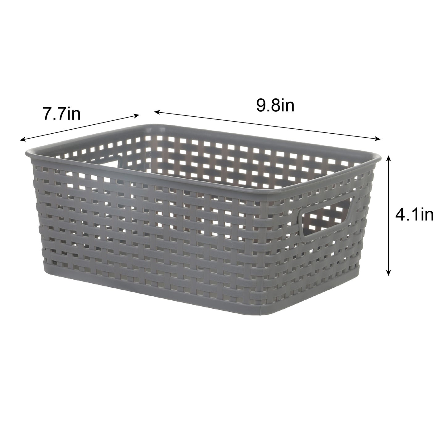 Plastic Rectangle Storage Basket - Grey, 10.0x8.0x4.0"