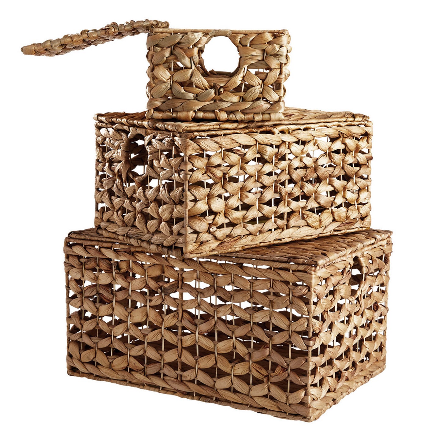 Water Hyacinth Rectangle Storage Basket - Natural, 11.8x7.8x5.5"