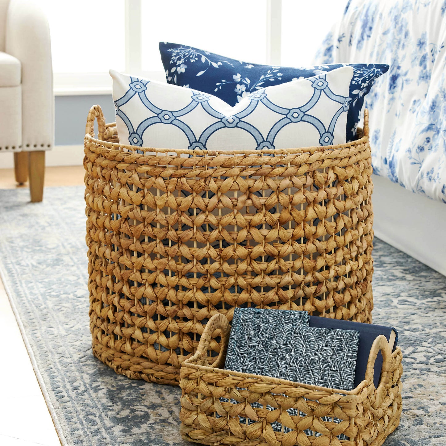 Water Hyacinth Rectangle Storage Basket - Natural, 11.8x8.0x7.0"