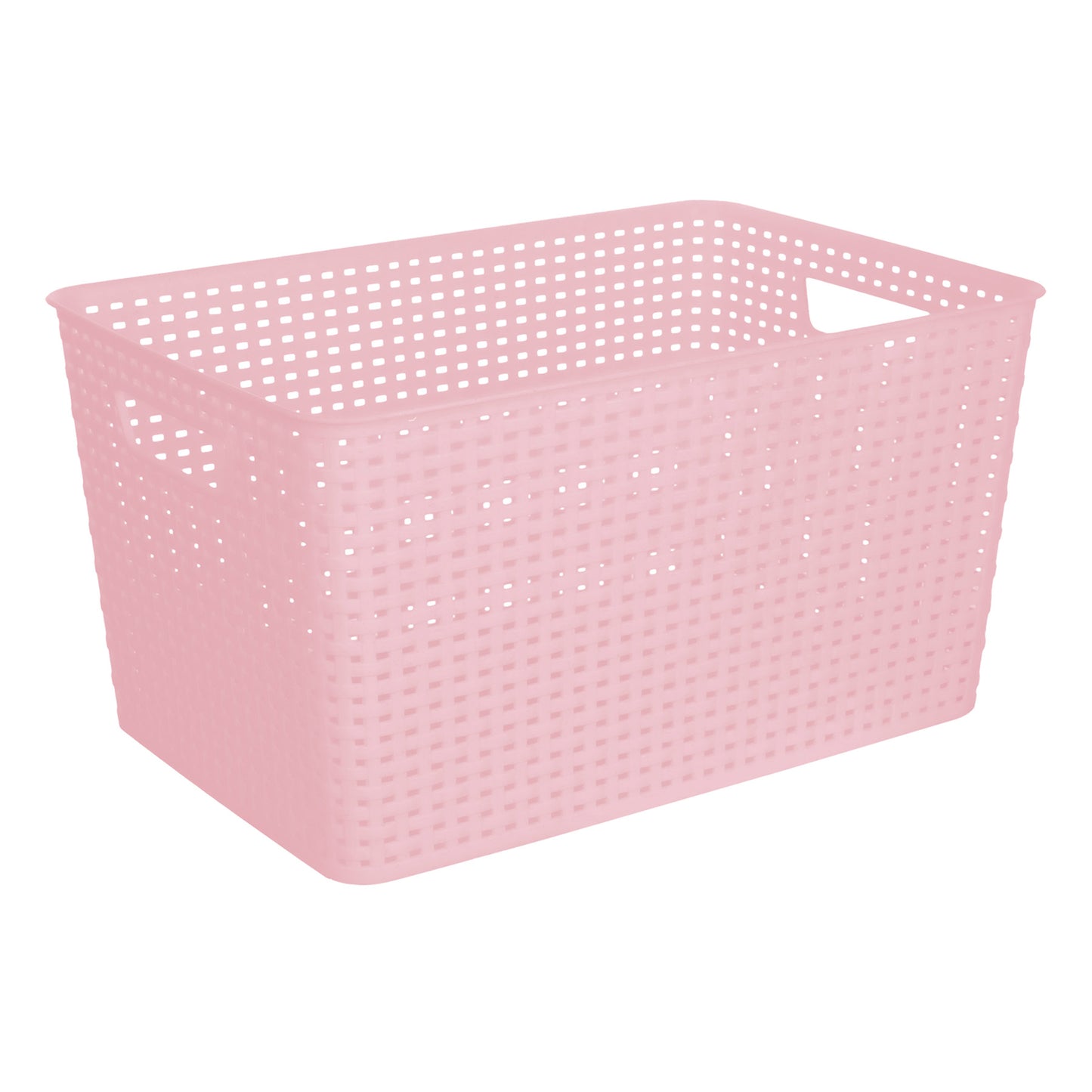 Plastic Rectangle Storage Basket - Pink, 17.0x12.0x9.0"