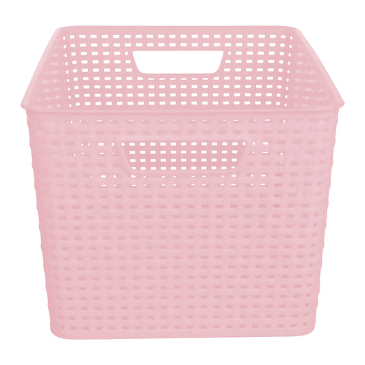 Plastic Rectangle Storage Basket - Pink, 17.0x12.0x9.0"