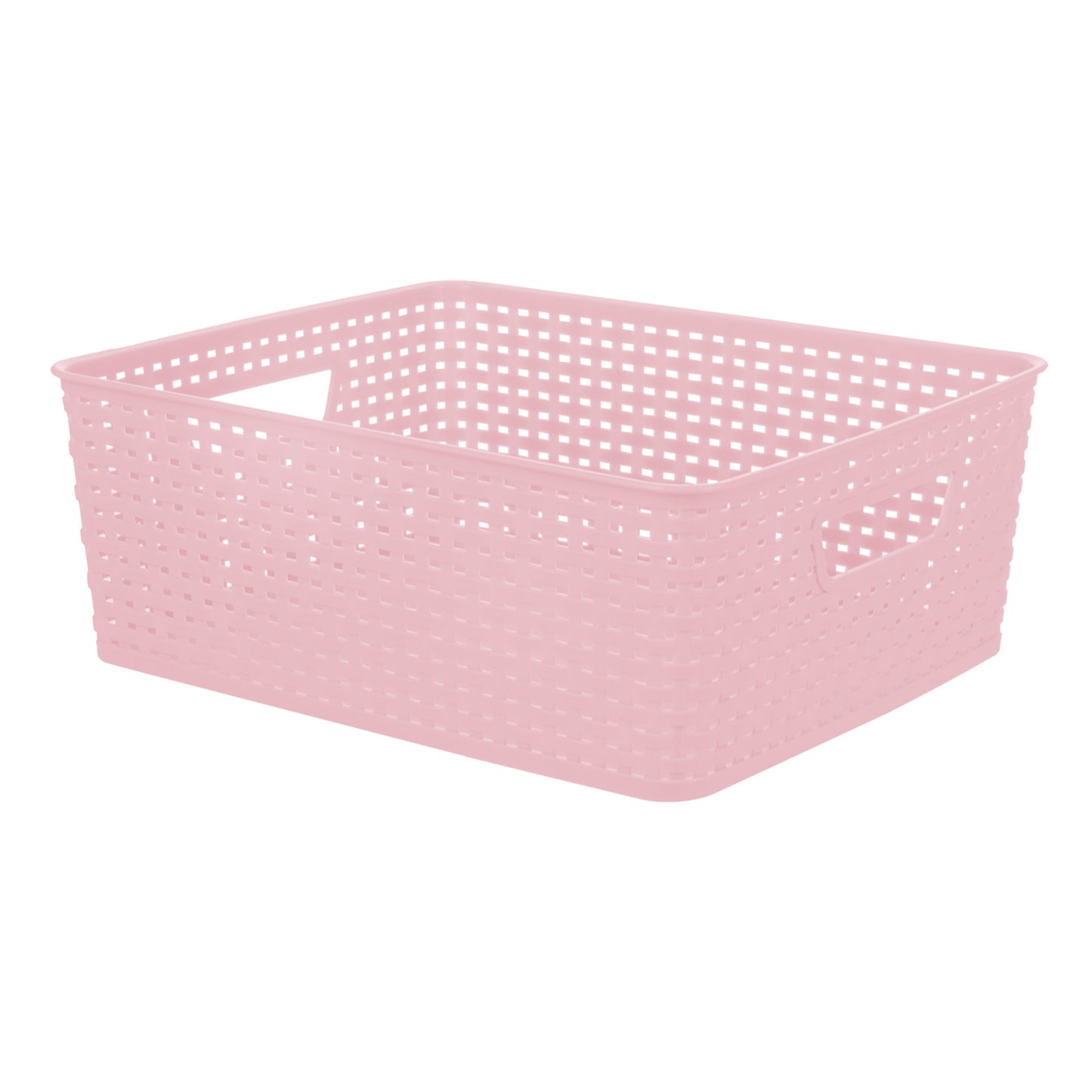 Plastic Rectangle Storage Basket - Pink, 14.0x11.0x5.0"