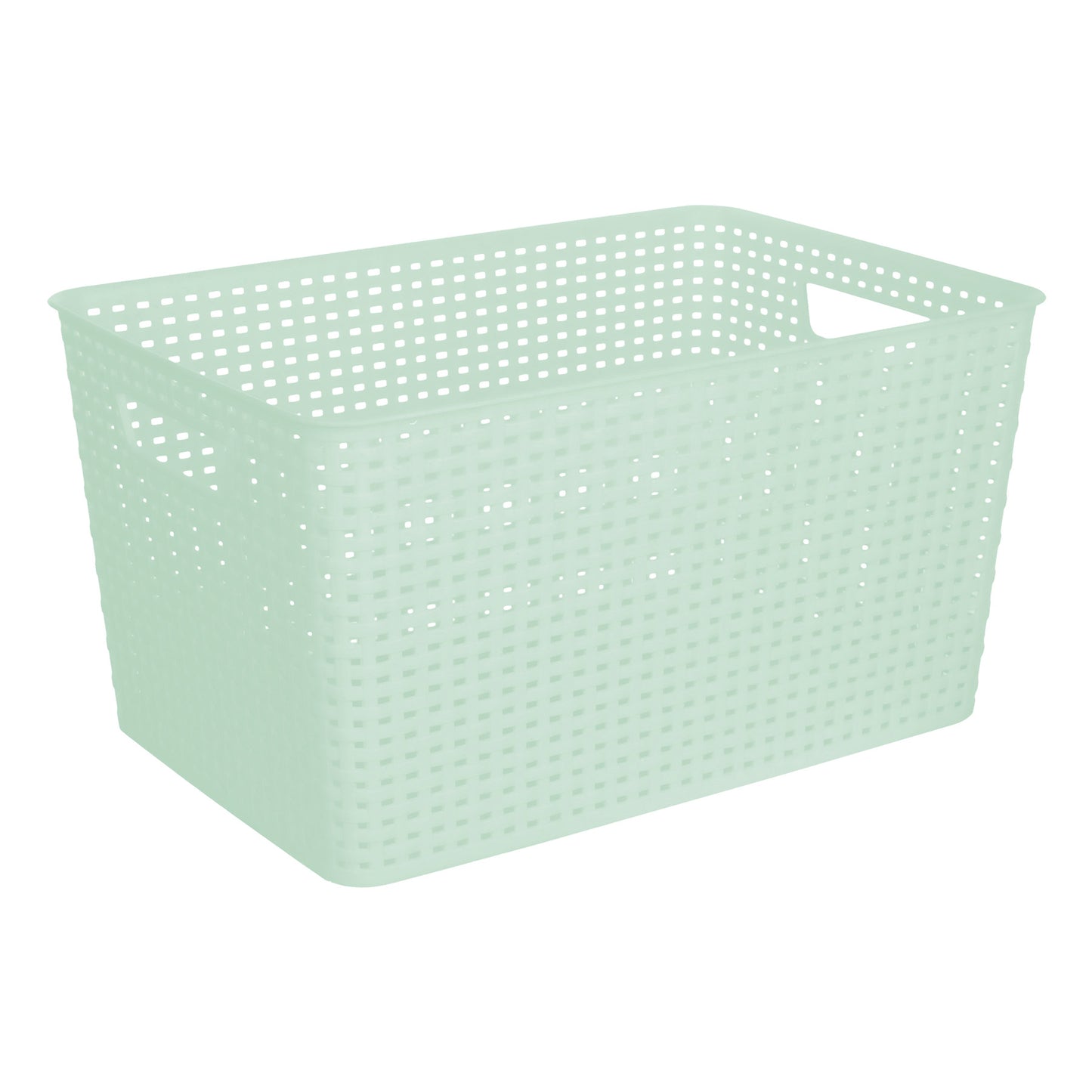Plastic Rectangle Storage Basket - Green, 16.7x11.6x8.9"