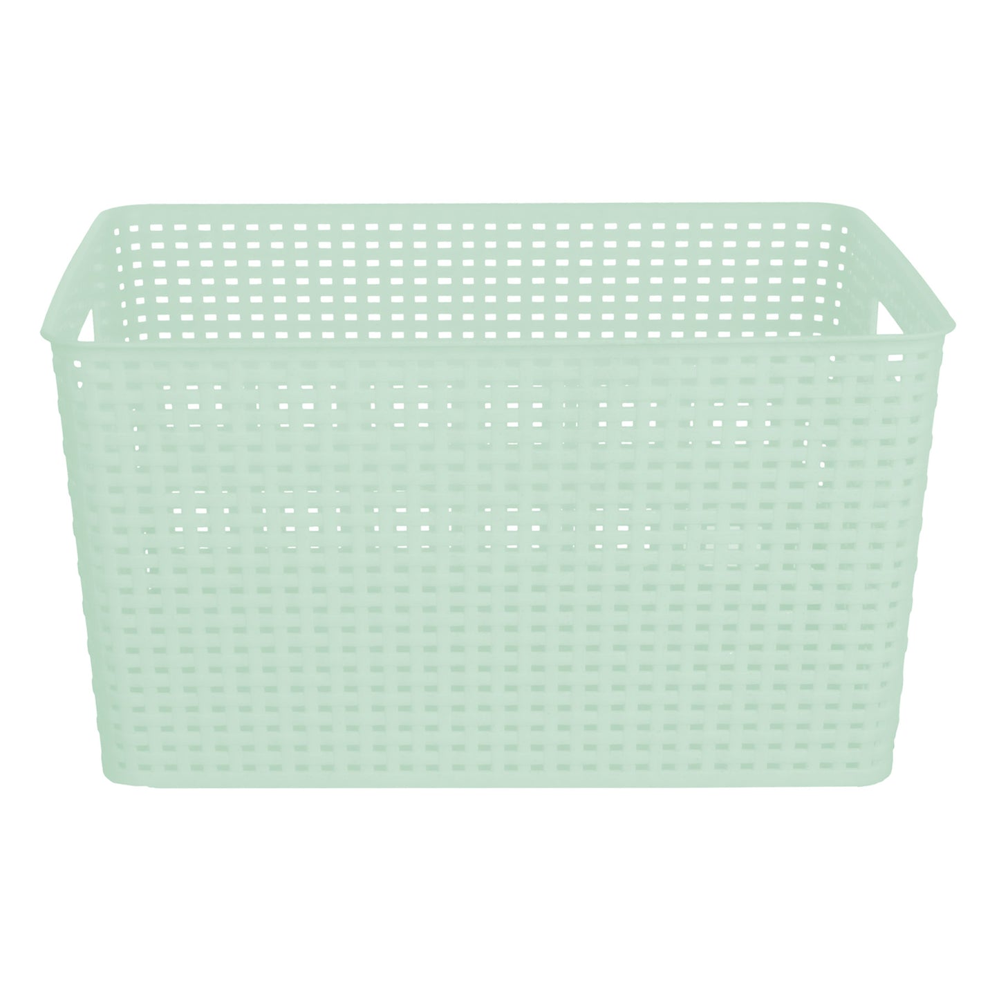 Plastic Rectangle Storage Basket - Green, 16.7x11.6x8.9"