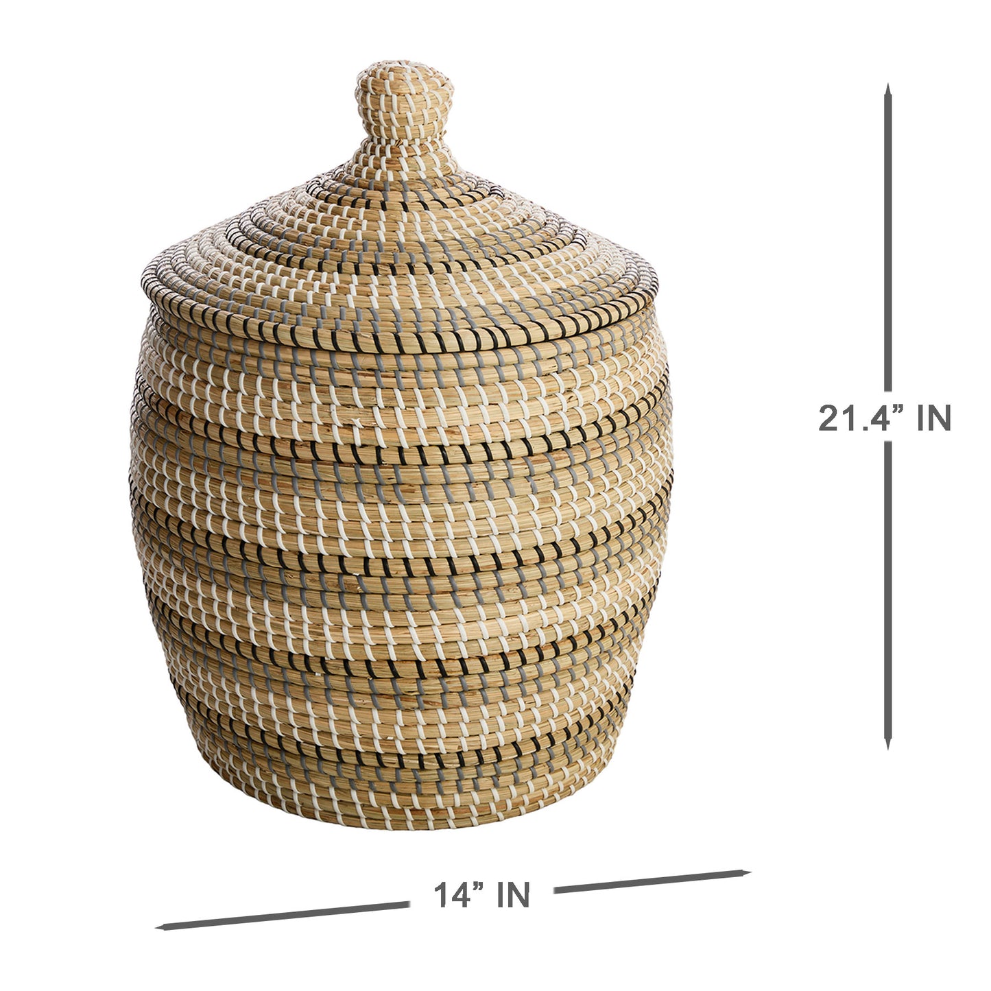 Seagrass Round Storage Basket - Multi, 14.0x14.0x21.4"