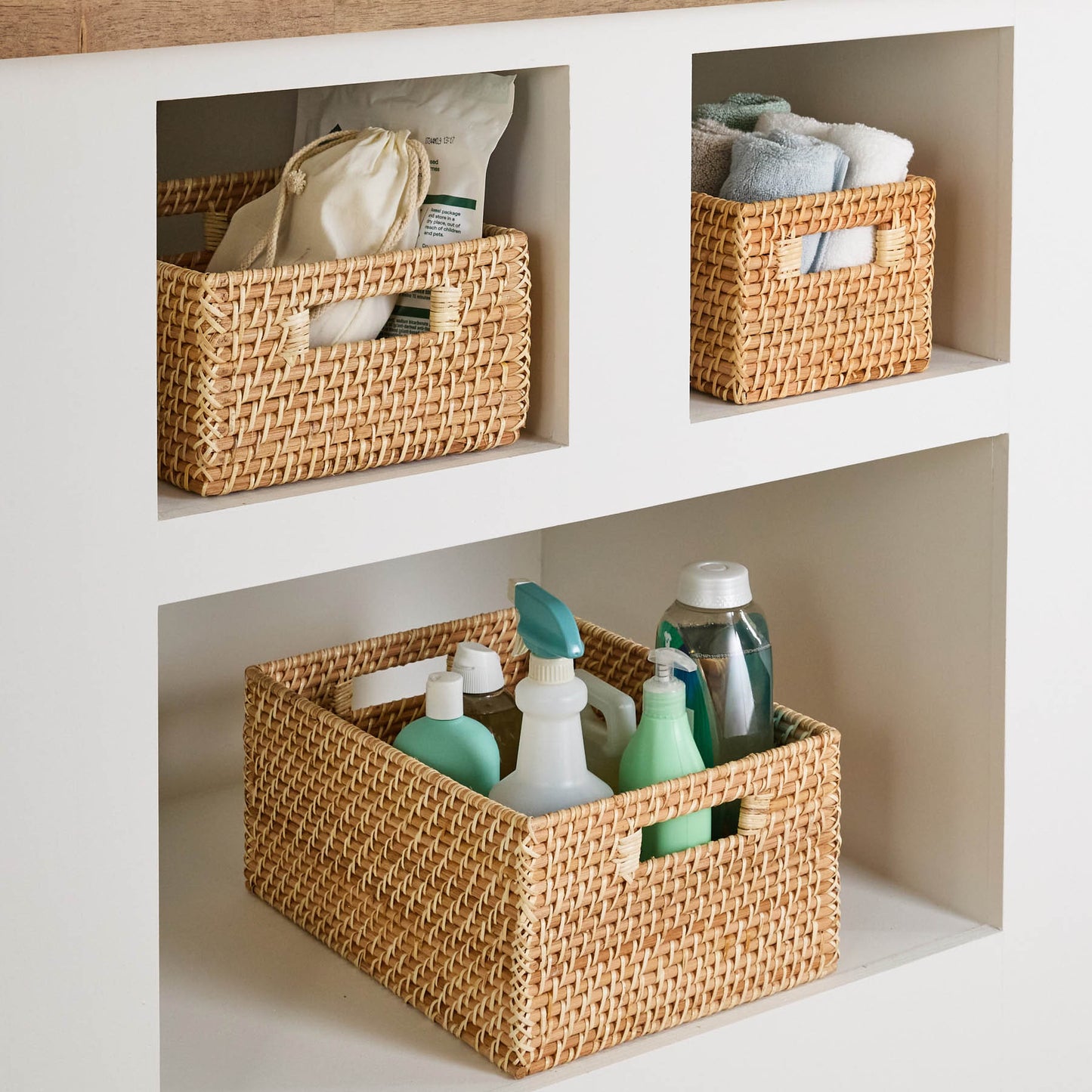 Rattan Rectangle Storage Basket - Natural, 13.2x9.4x5.3"