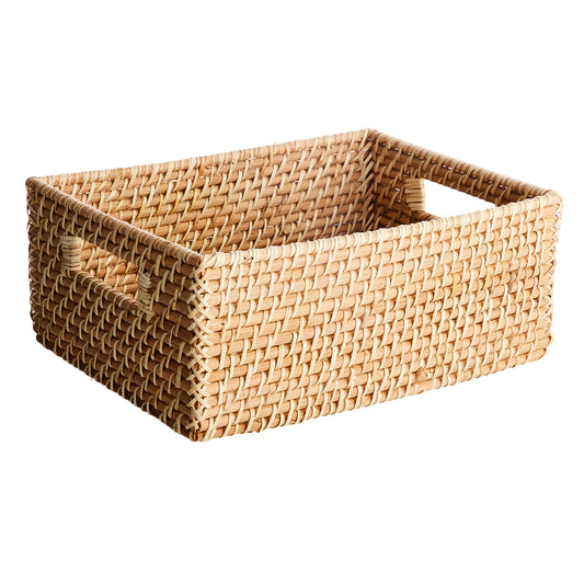 Rattan Rectangle Storage Basket - Natural, 13.2x9.4x5.3"