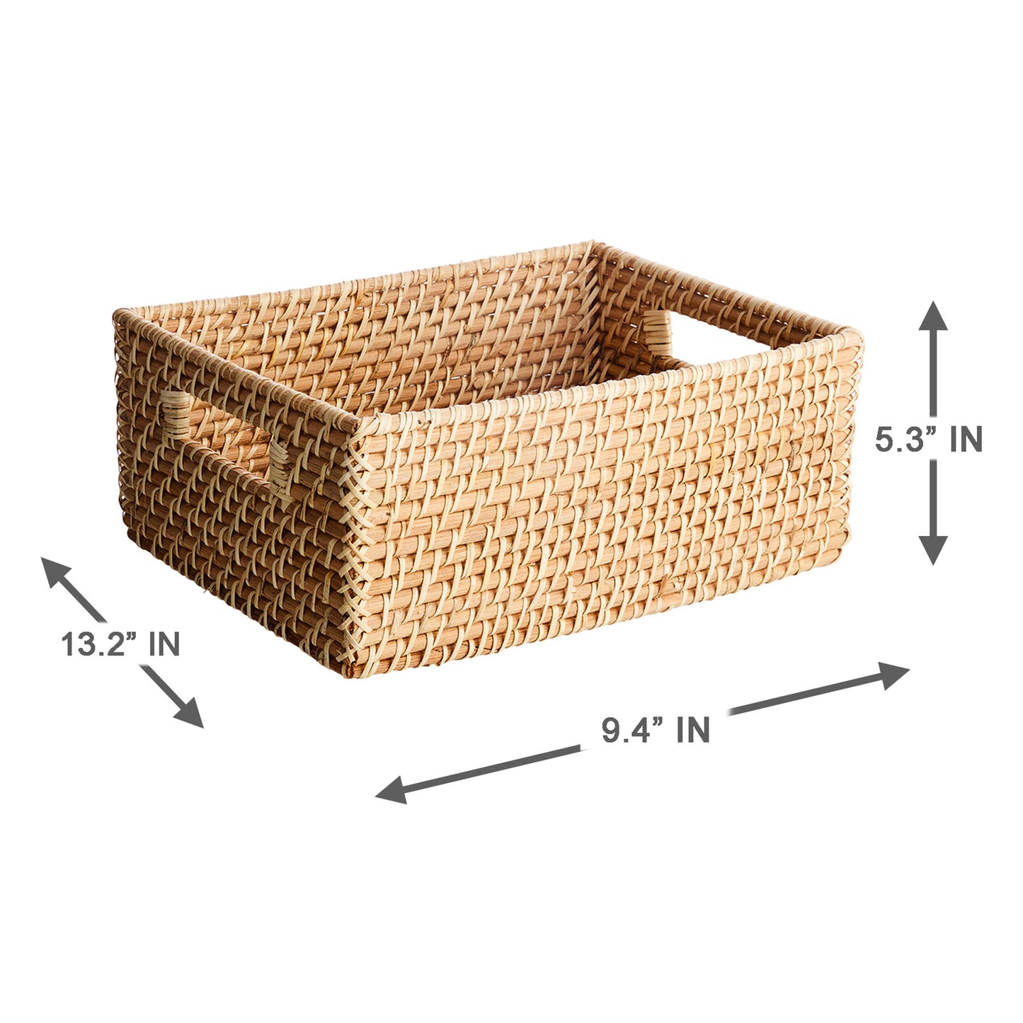 Rattan Rectangle Storage Basket - Natural, 13.2x9.4x5.3"