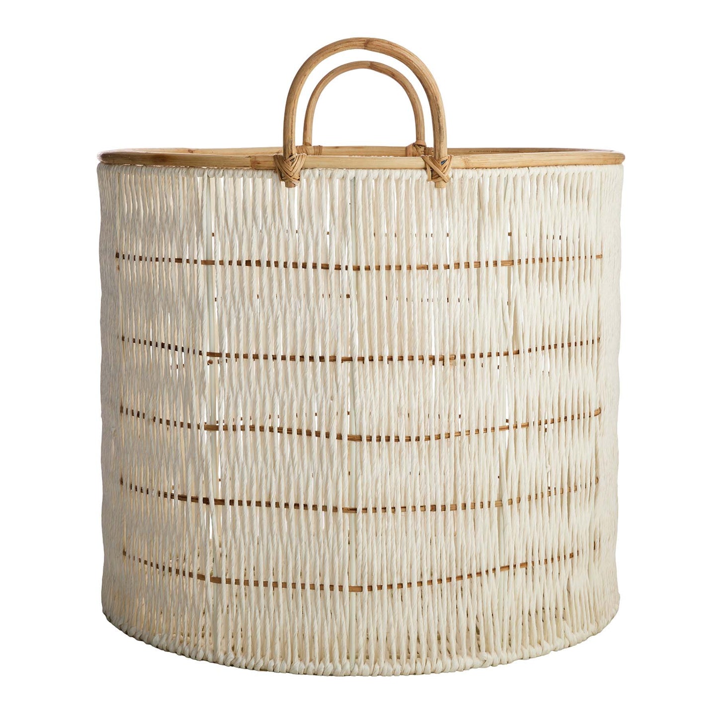 Fabric Round Storage Basket - White, 21.0x21.0x20.0"
