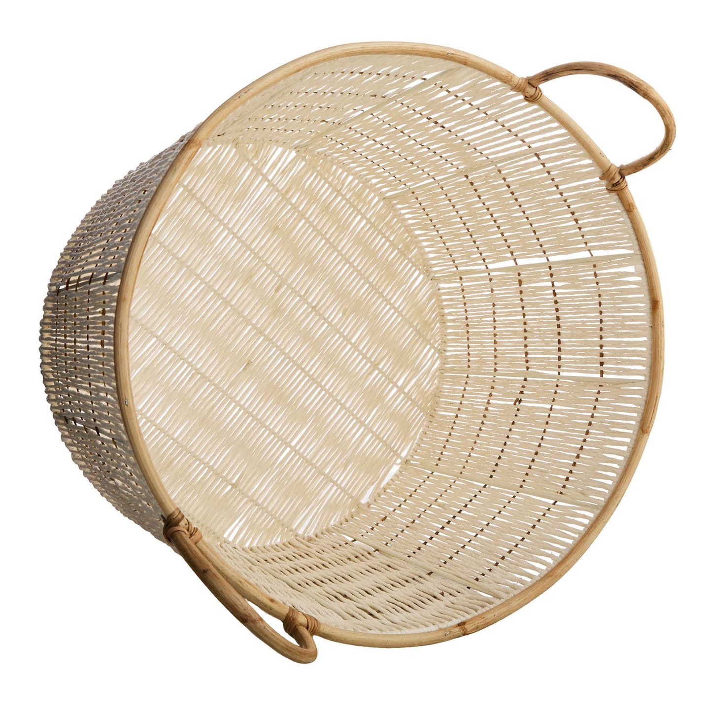 Fabric Round Storage Basket - White, 21.0x21.0x20.0"