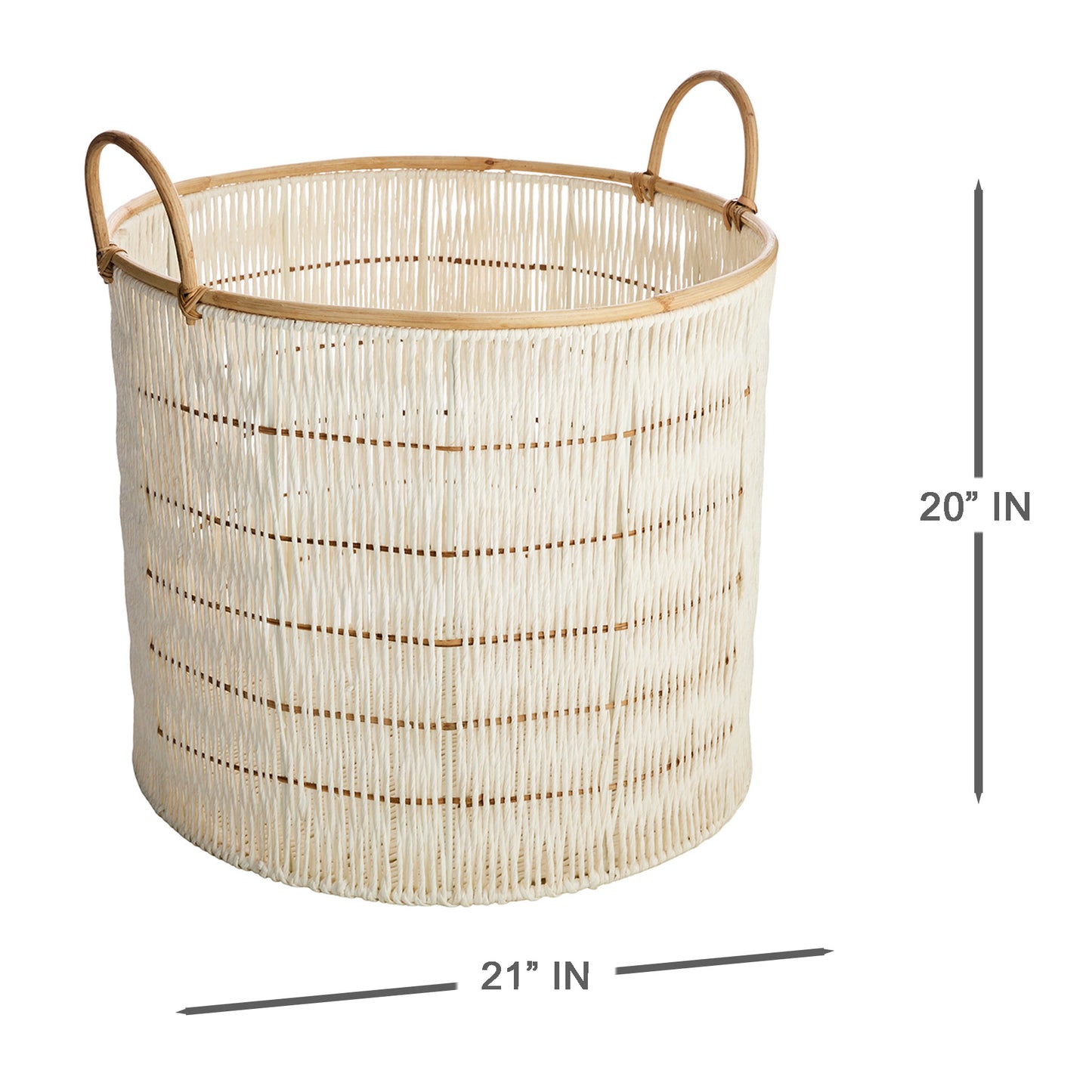 Fabric Round Storage Basket - White, 21.0x21.0x20.0"