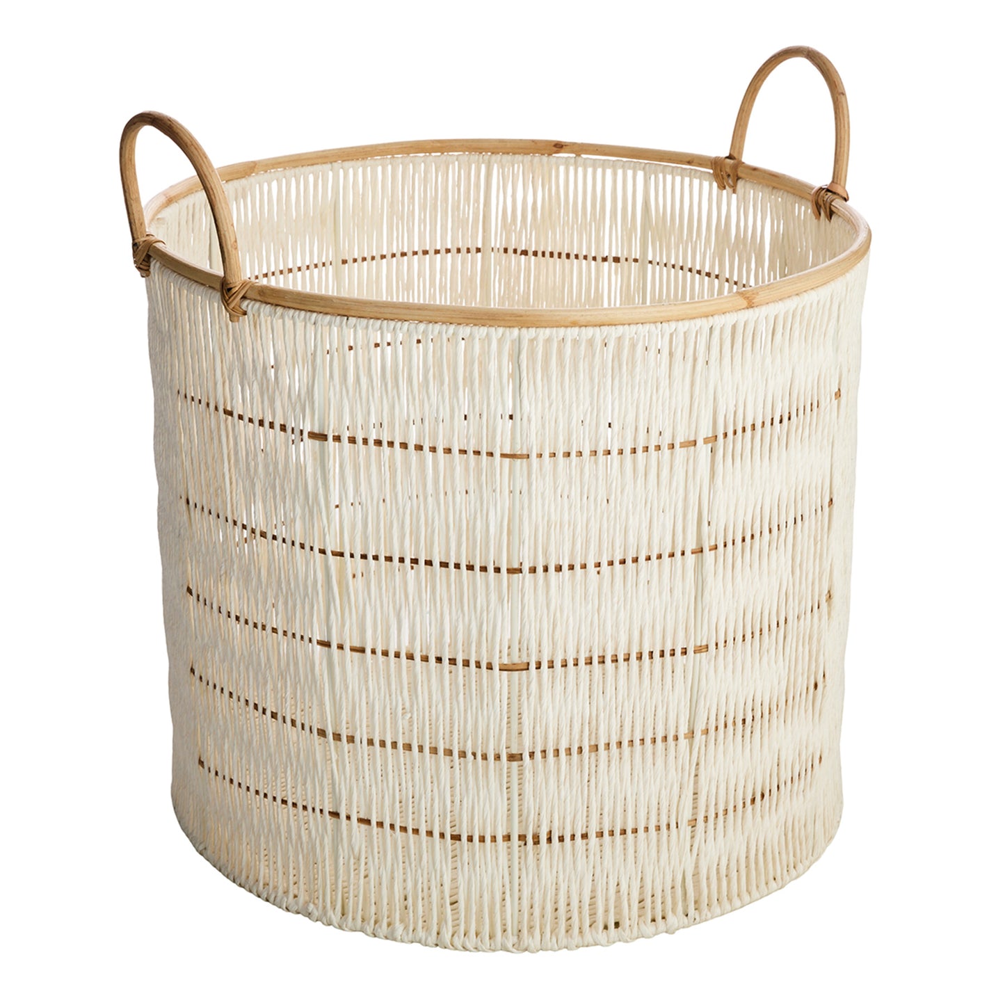 Fabric Round Storage Basket - White, 21.0x21.0x20.0"